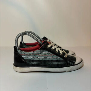 COACH Barrett Sneakers Shoes Womens Size 7 B Navy Blue Signature Logo Canvas